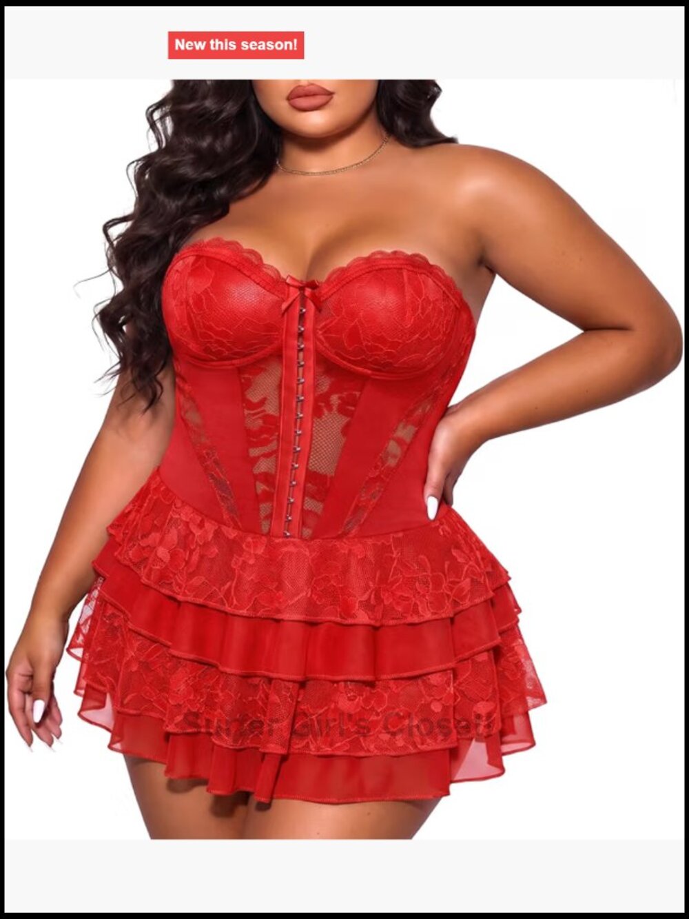 Plus Size Corset Lace Mini Dress with Built in Shorts Party Night Out